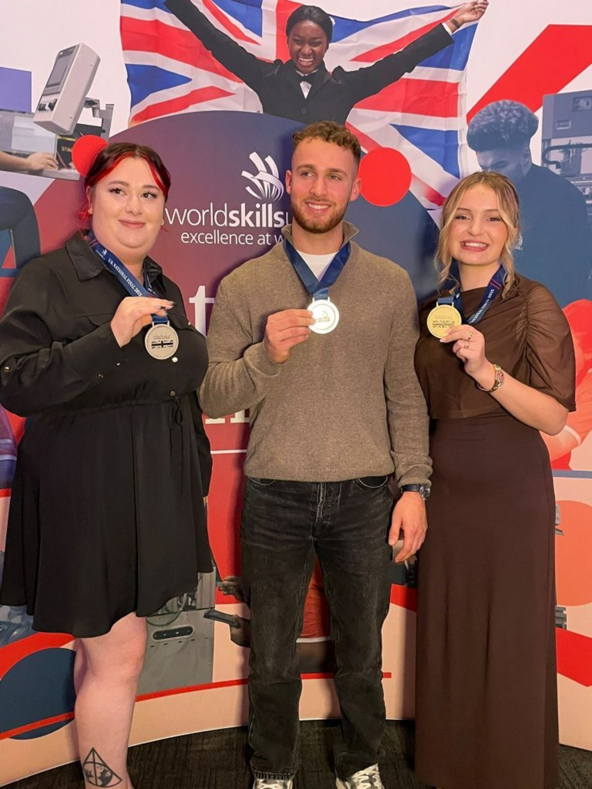 Mary O Brien Jacob Myhill and Emma Fisher East Coast College World Skills UK Finalists 768x1024